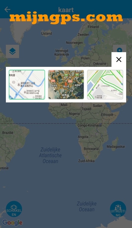 SeTracker kaart instellen plat 3d earth
