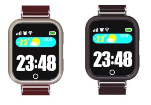 Design Gps tracker horloge in diverse kleuren zwart, bruin en rood voor volwassenen. Lederen band.