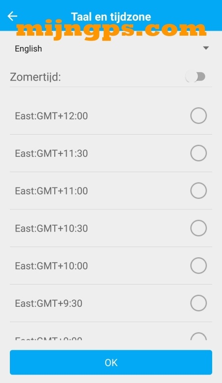 SeTracker Taal en Tijdzone instellen gps tracker