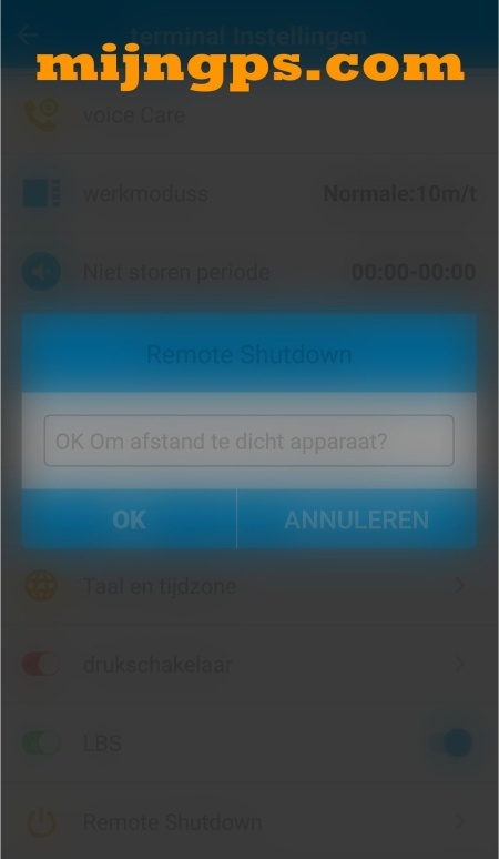 SeTracker remote shutdown horloge uitzetten