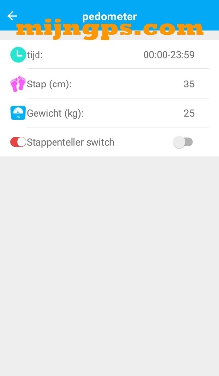 SeTracker pedometer stappenteller instellen app