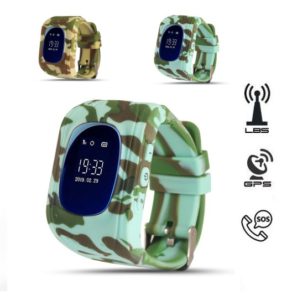 Q50 Camo kids smart watch GPS Horloge kind SOS OLED v2 2019 Groen